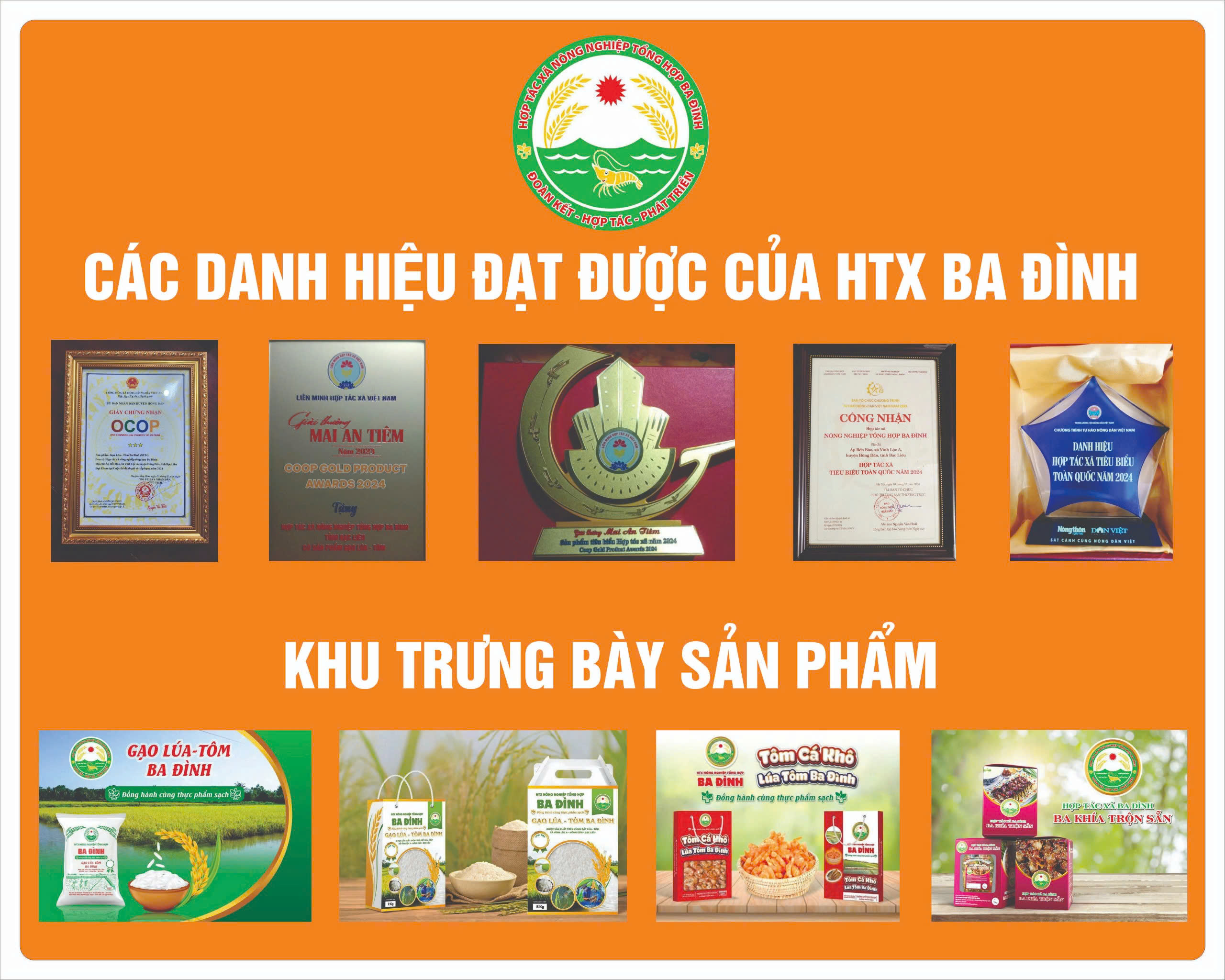 Sản phẩm & giải thưởng - Hợp Tác Xã Nông Nghiệp Tổng Hợp Ba Đình